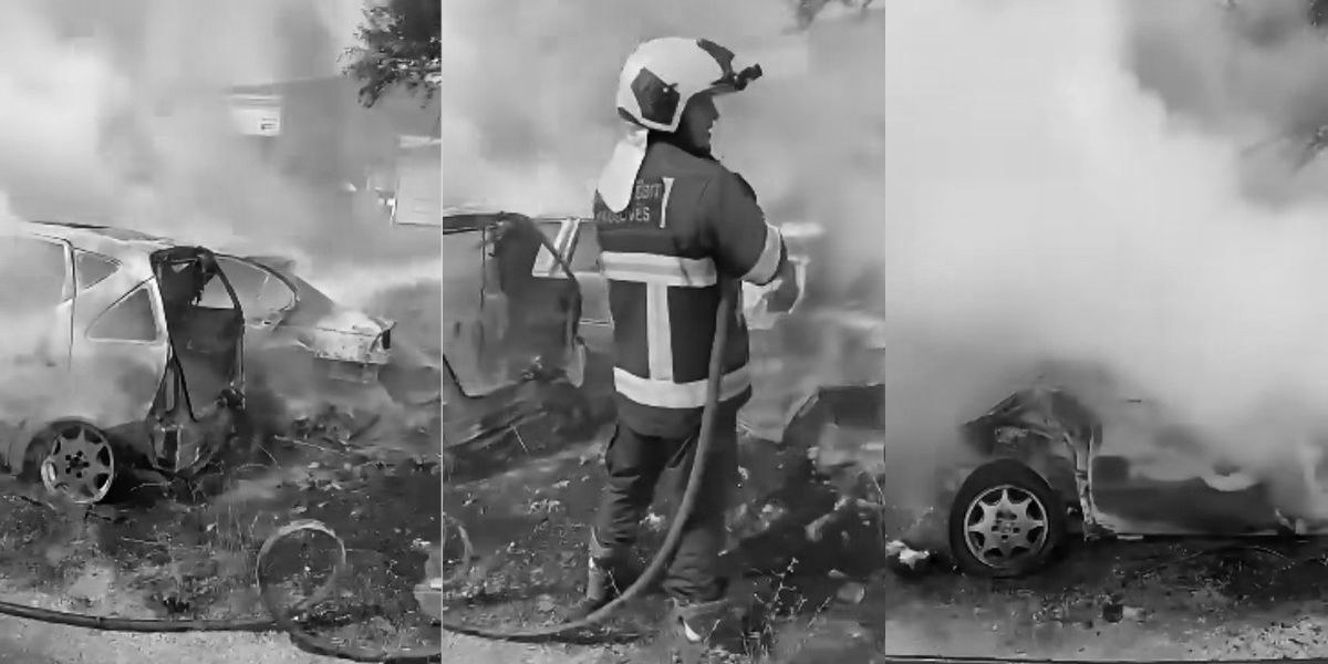 foto kryesore — Disa vetura përfshihen nga zjarri në një…