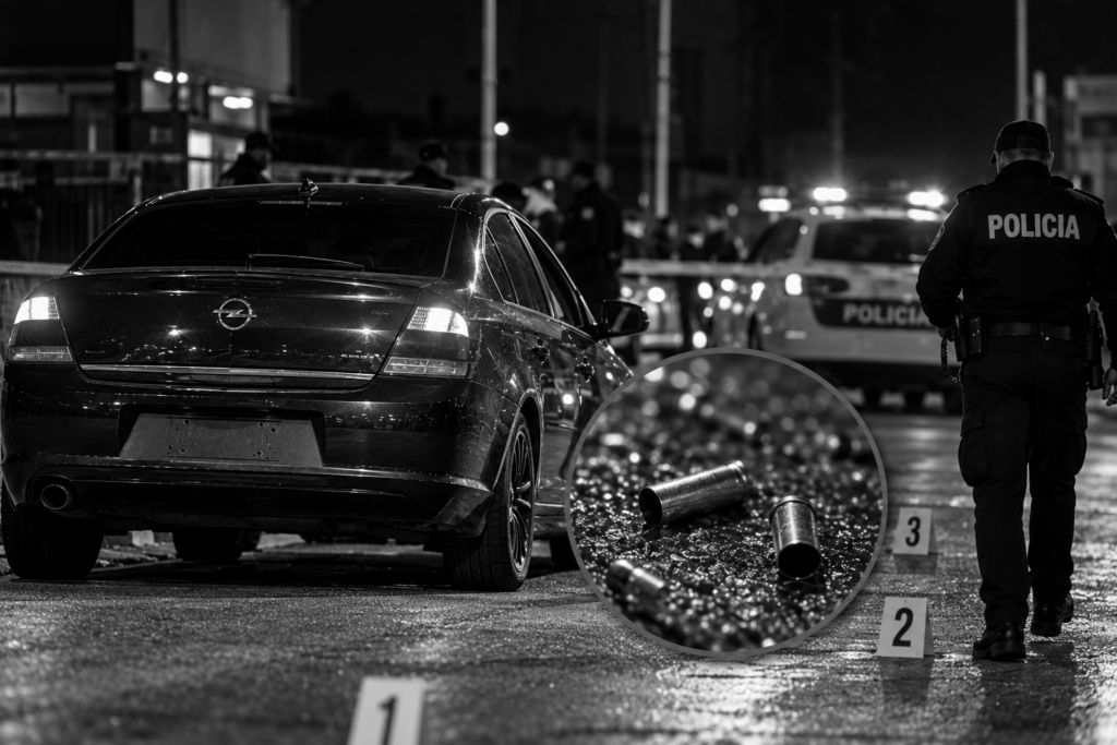 foto kryesore — Breshëri të shtënash nga një Opel pa targa…