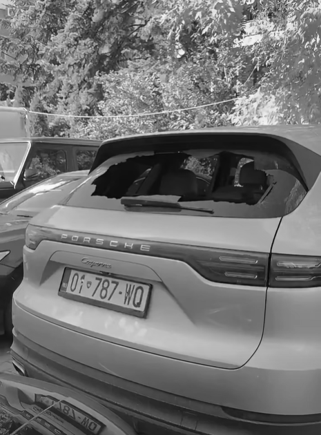 foto kryesore — I bëhet llom xhami i Porsches së Blerta…